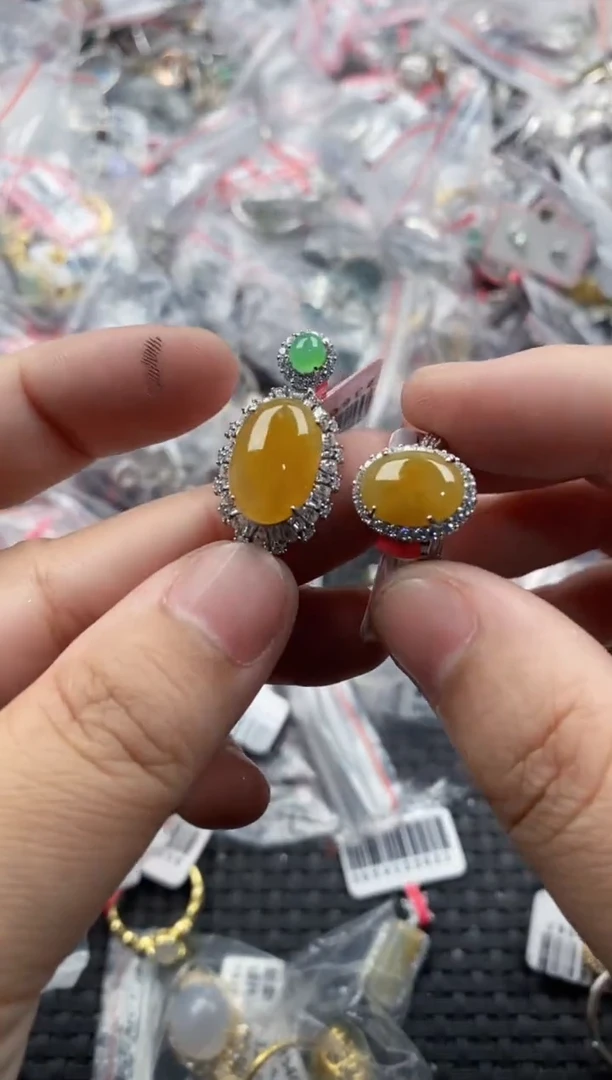 银S925镶嵌戒指翡翠1717   8