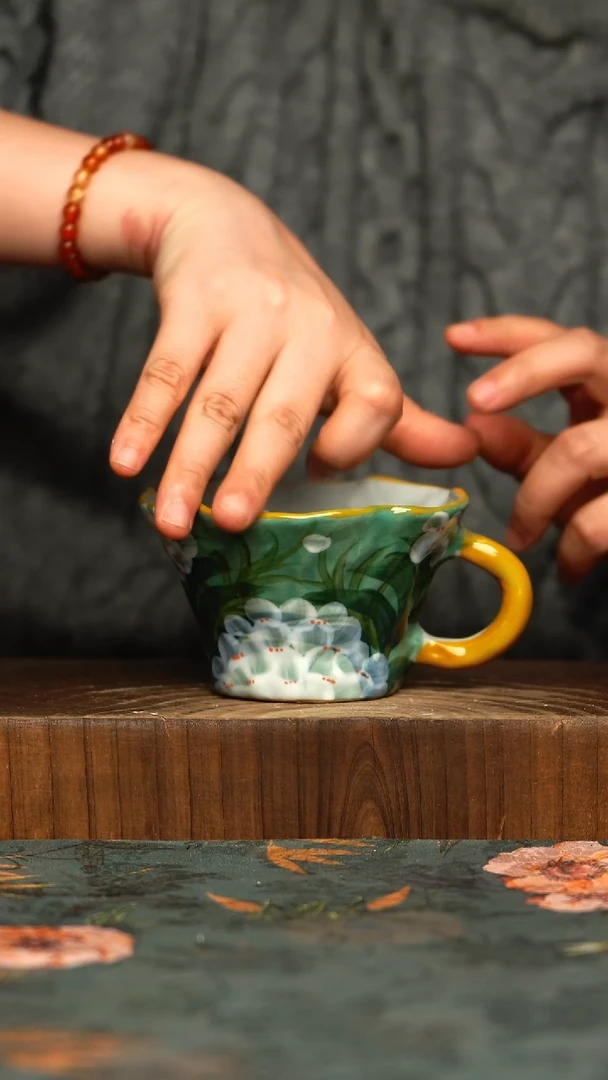 杯釉下彩手工手绘同款陶器