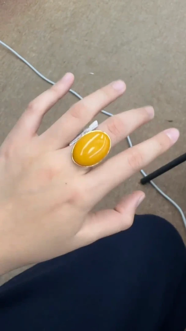 【闪购商品】琥珀戒指银S925镶嵌秒拍号859