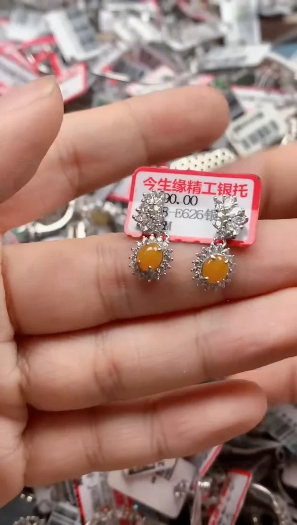 银S925镶嵌戒指翡翠天然A货缅甸翡翠