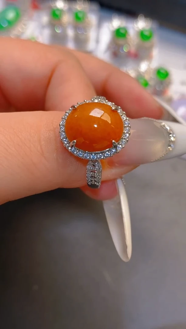 翡翠银S925镶嵌耳饰天然