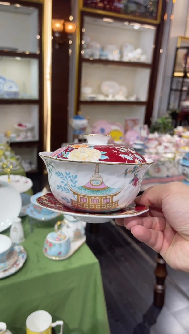 45%以上骨粉骨瓷盖碗三件套