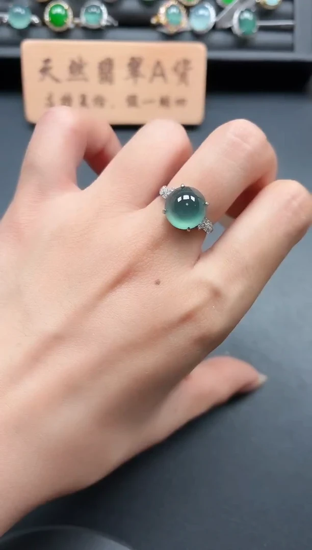 银S925镶嵌戒指翡翠11