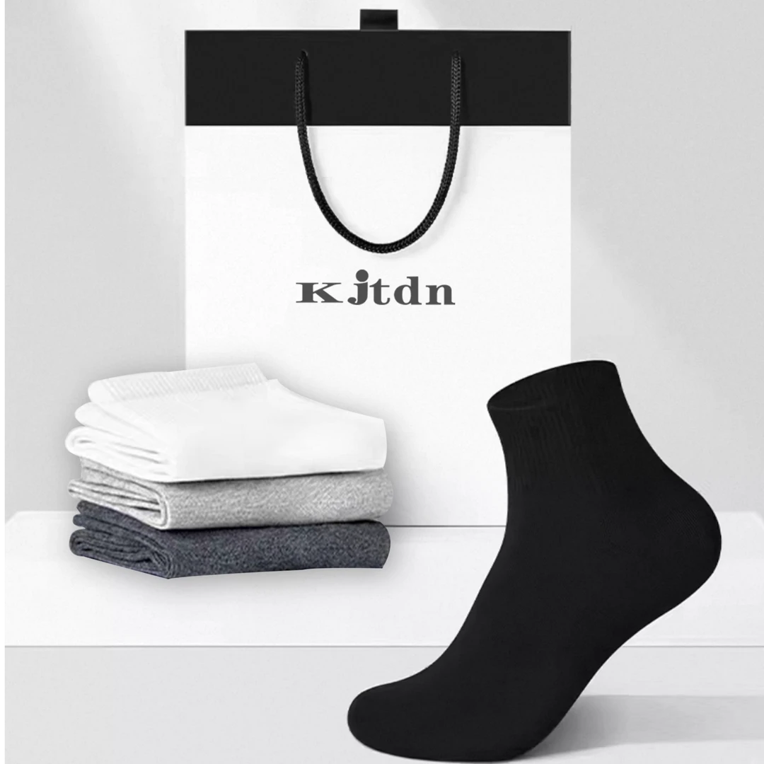 100%珍珠棉【礼盒5双】袜子男女四季中筒袜黑色短袜运动袜抗菌透气