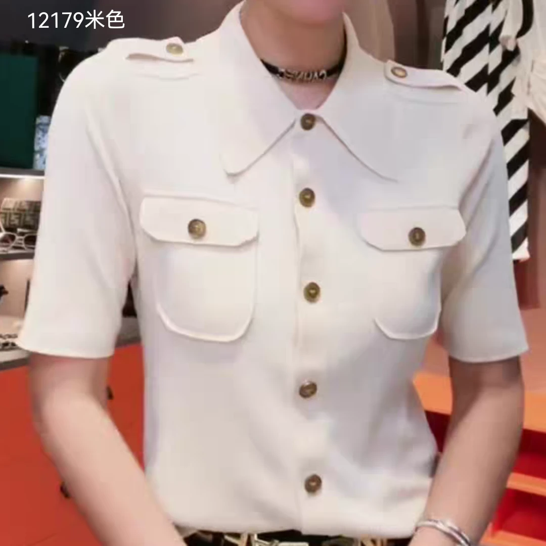 12179（部分无水洗唛，介意慎拍）WANGDAN新款口袋开衫短袖