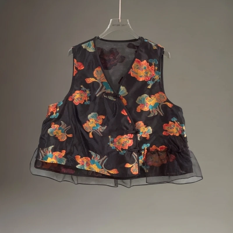 复古国潮高定刺绣提花宽松小马甲