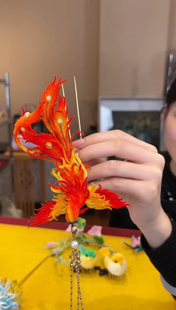 刺绣非遗绒花（发饰）