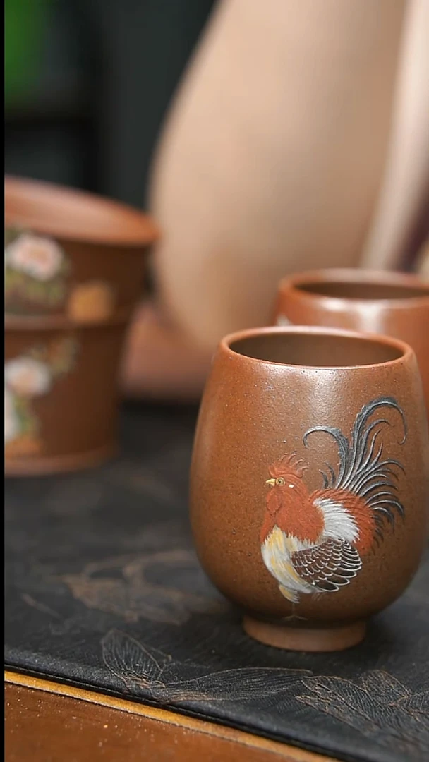 茶壶紫砂?**?柴烧公鸡杯