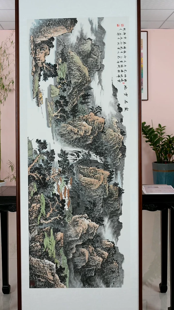 国画兔*兔兔《张现军/家居宝地》手绘含框223*83厘米