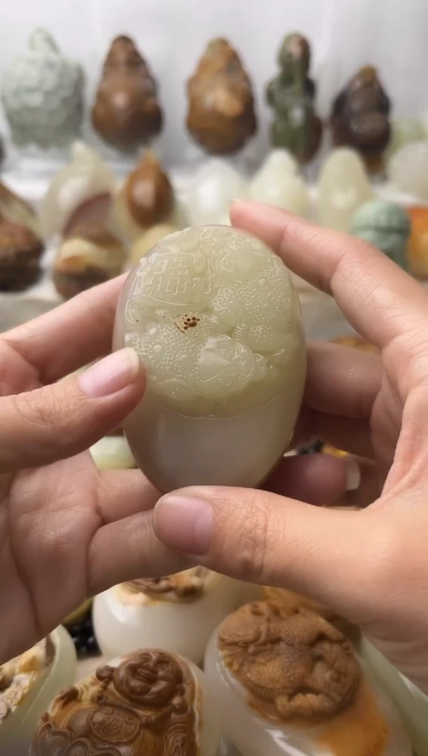 石材古青石棉纹正常不退换金蟾微瑕