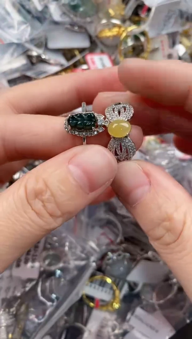 银S925镶嵌戒指翡翠8888----10