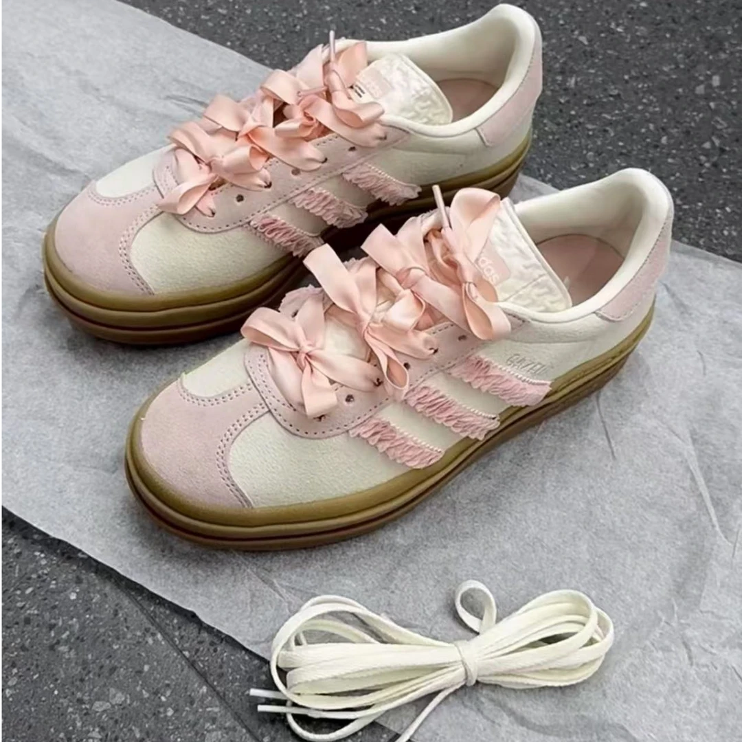 adidas阿迪达斯GAZELLE SHOES经典厚底运动板鞋T头鞋JR8374