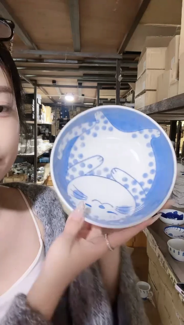 陶瓷猫咪16.5cm煮物钵一个