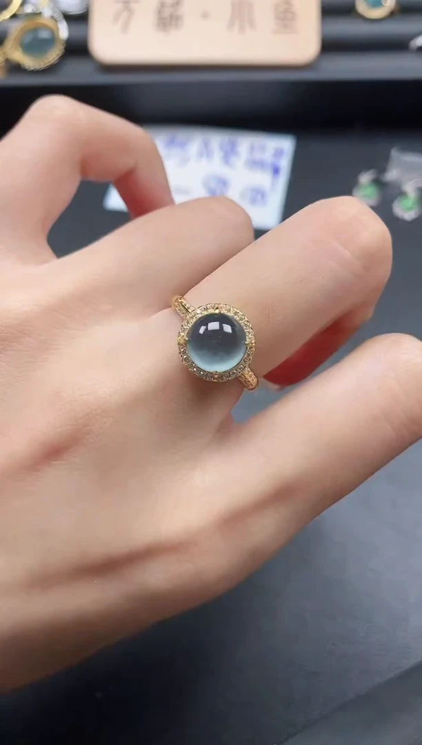 翡翠戒指银S925镶嵌5151-77