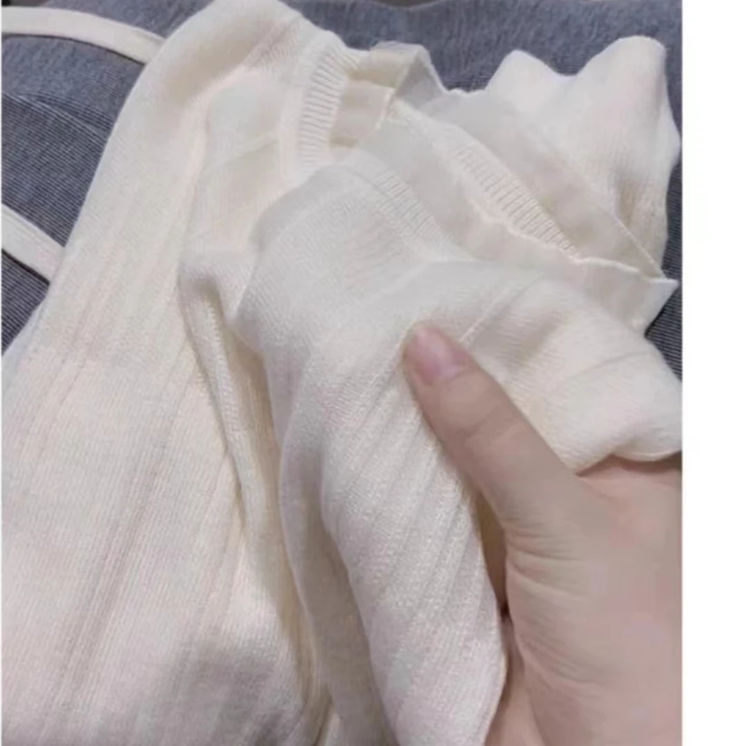 2025秋季女装针织衫纯色时尚百搭蕾丝宽松圆领套头女士打底毛衣