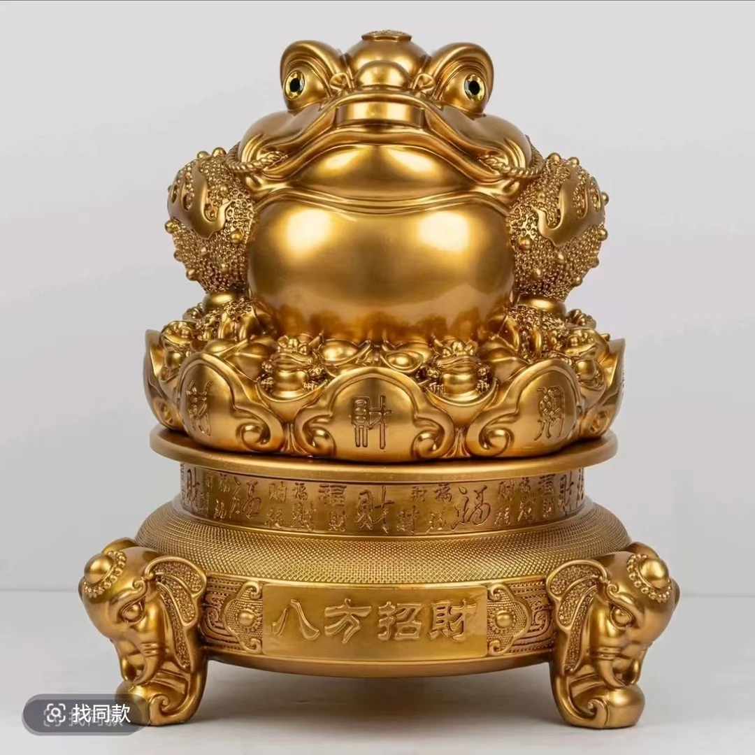 金蟾鎏金铜摆件办公室吧台收银台装饰摆件长26cm高32cm SPC