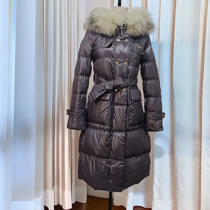 时尚冬款休闲系腰带中长款连帽外套S593