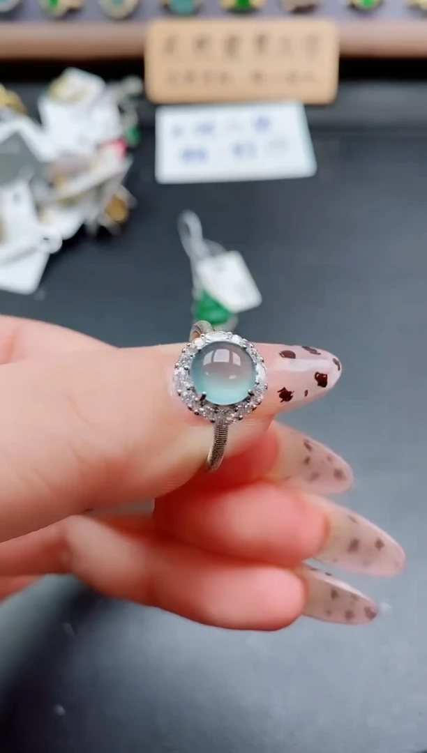 银S925镶嵌戒指翡翠1