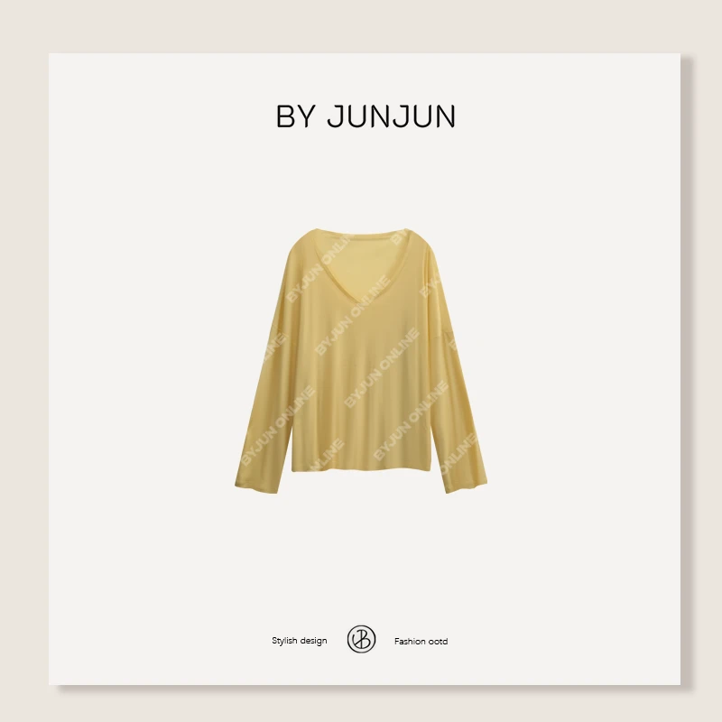 ByJunjun超薄长绒棉防晒T恤夏季显瘦薄款长袖