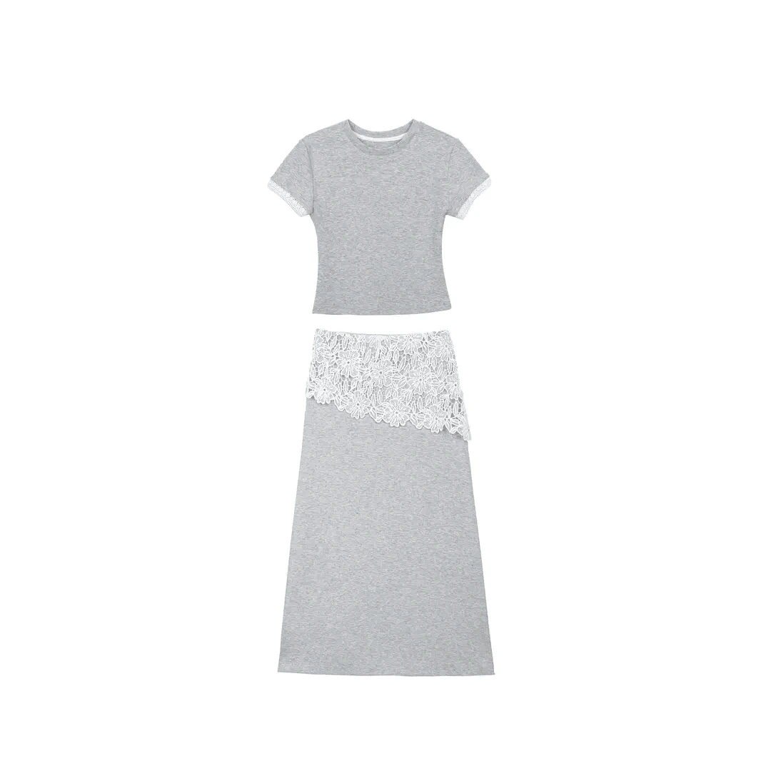 2025韩版东大门春新款百搭舒适套装时尚复古短袖显瘦女套装裙