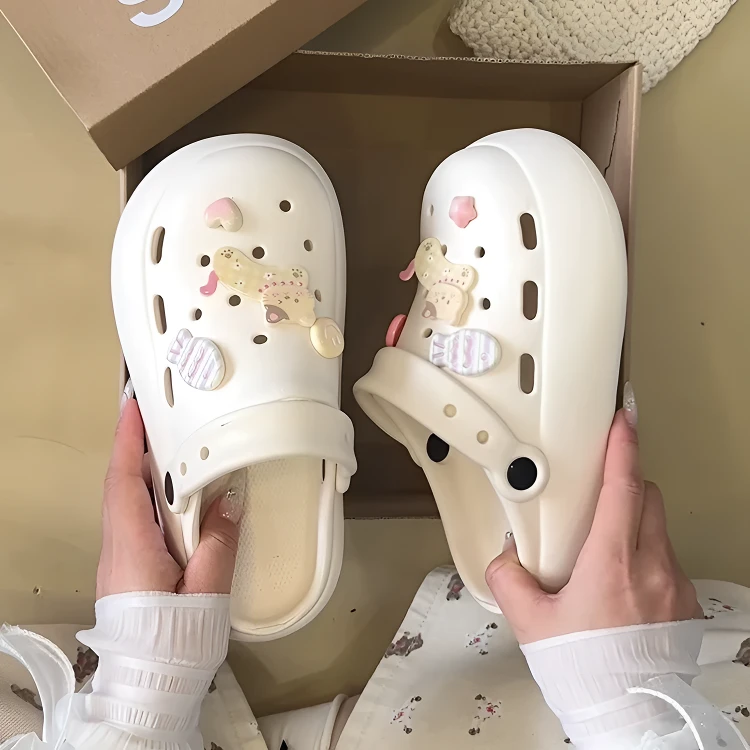 小猫diy洞洞鞋夏季网红时尚外穿厚底防滑可爱学生卡通凉拖鞋女款