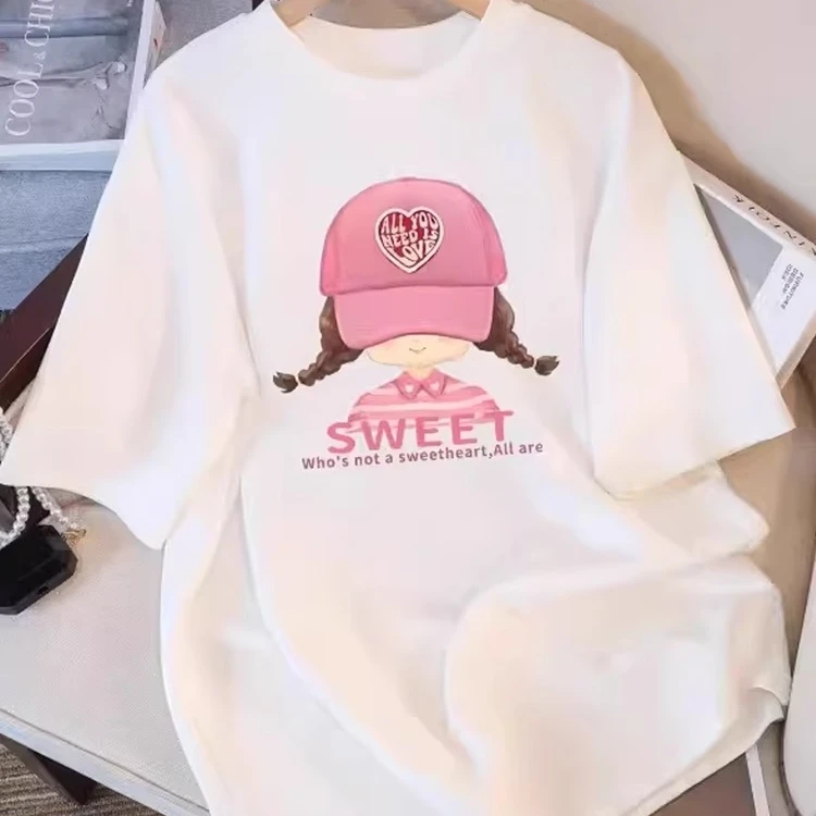 2025夏季新款白色正肩纯棉t恤女洋气休闲装设计感短袖网红上衣潮