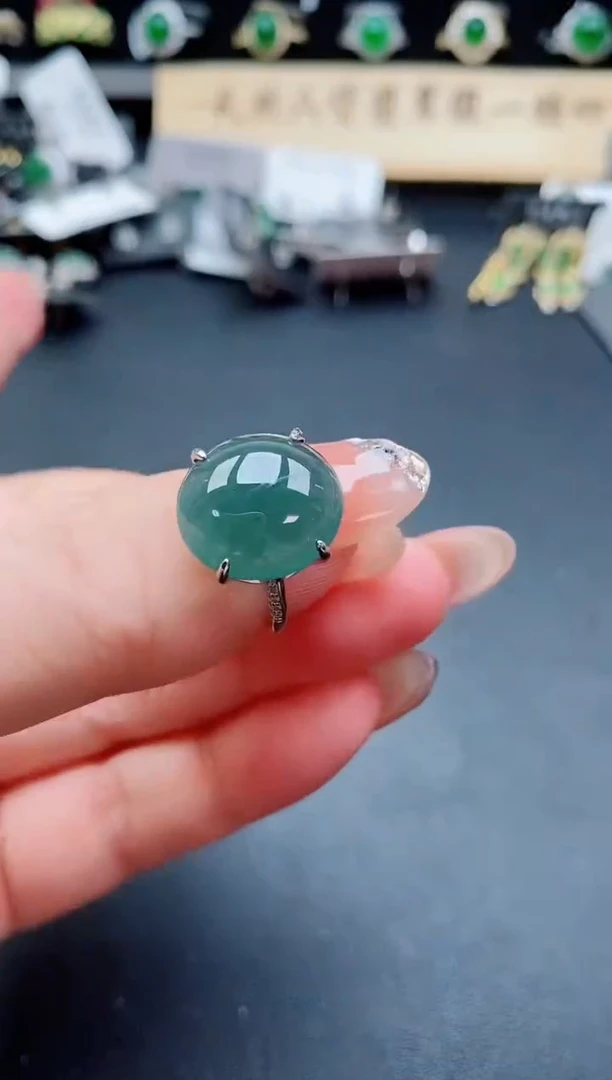 银S925镶嵌戒指翡翠1