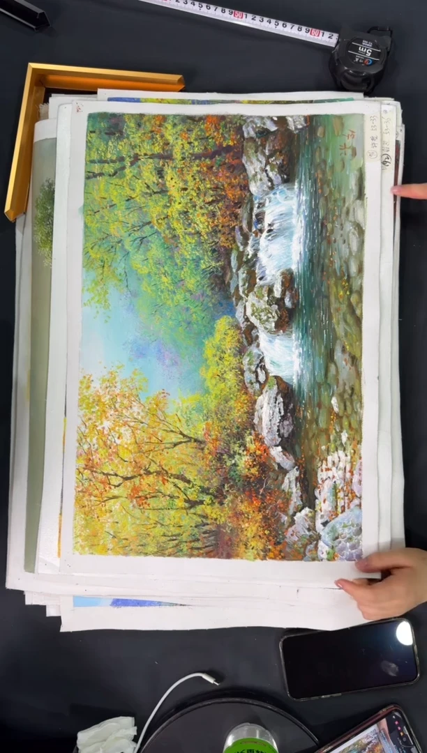 油画【新品含装裱】朝鲜画家原创手绘油画作品55*33cm