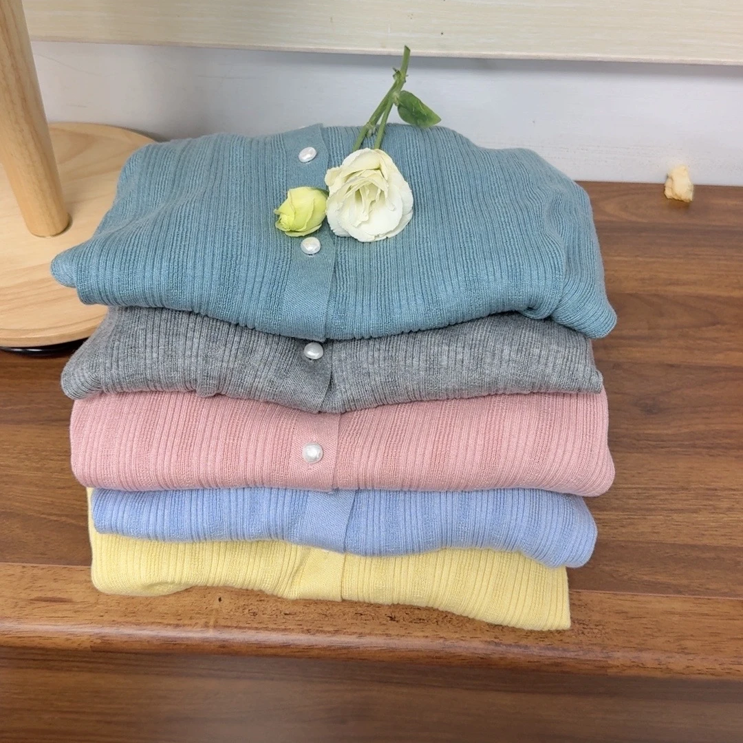 【原歌】春季新款320克针织开衫修身长袖叠穿两件套毛衣YG472