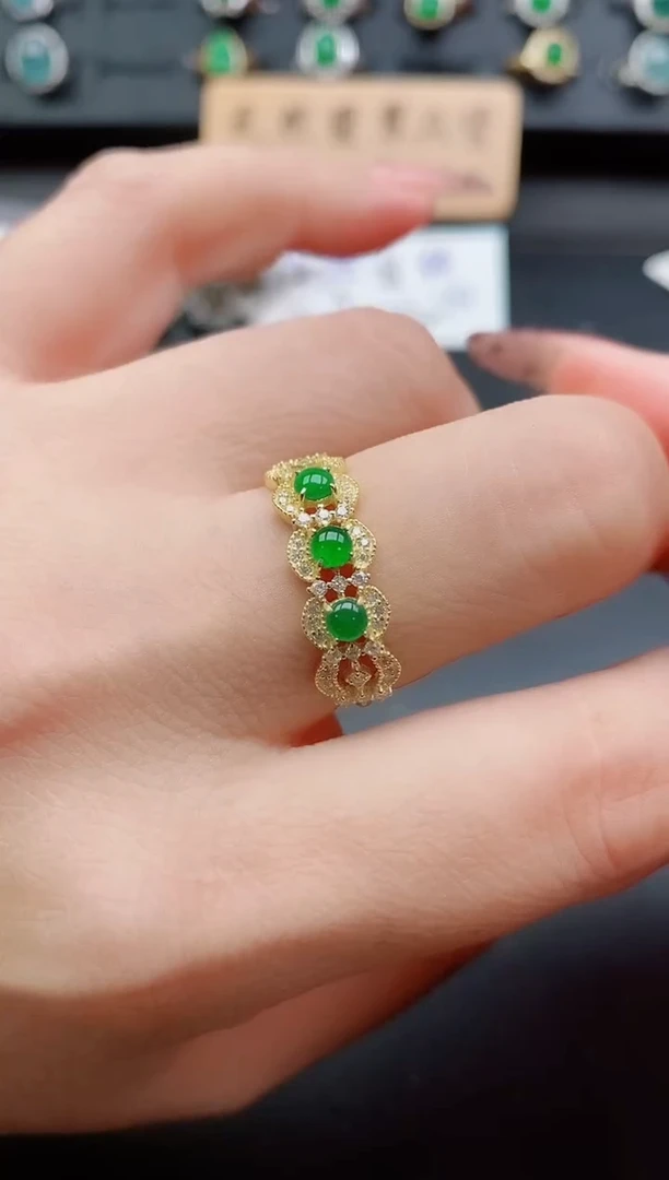 银S925镶嵌戒指翡翠1