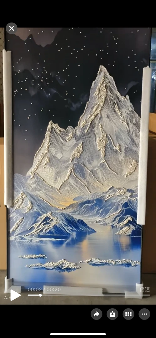 现代简约轻奢雪山立体珍珠肌理挂画玄关画入户玄关装饰画