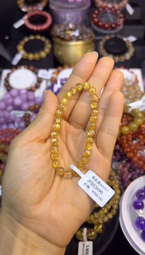 未镶嵌手串水晶金发晶6mm+