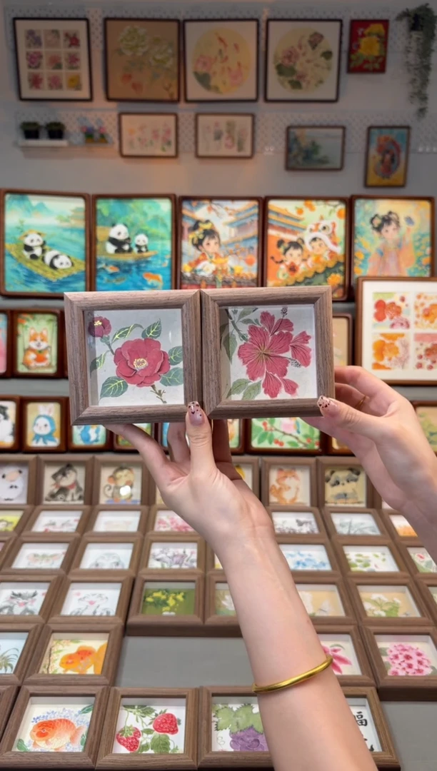 国画小山茶 扶桑花 一组11