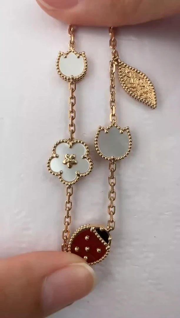 【闪购商品】贝壳手链18K金镶嵌瓢虫手链