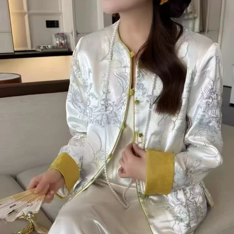 时尚常规少女风宽松型中式女装夏季女士家居服长袖外套网红
