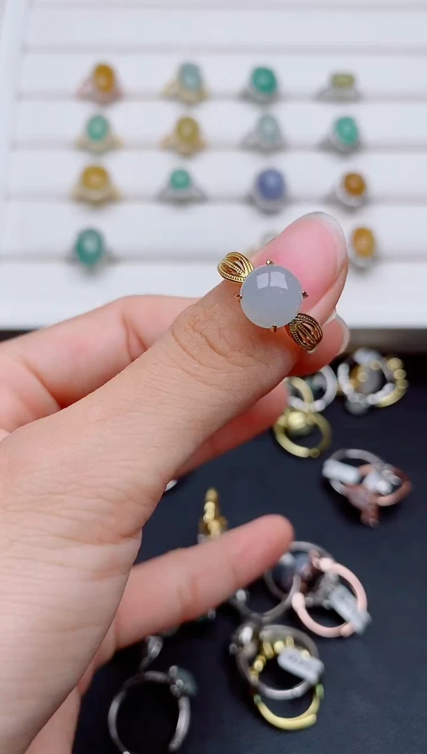 银S925镶嵌戒指翡翠1