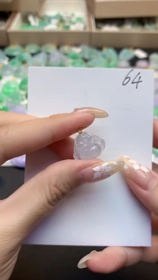 颈饰18K金镶嵌翡翠天然缅甸a货翡翠