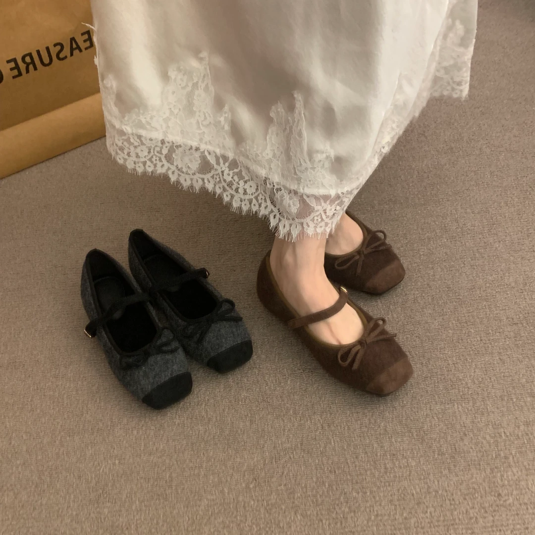 法式复古玛丽珍女鞋2025新款春秋气质鞋子小香风平底鞋绒面单鞋女