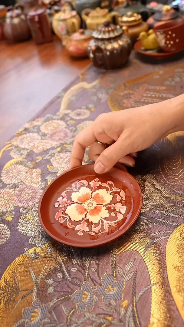茶壶紫砂朱泥莲花盘