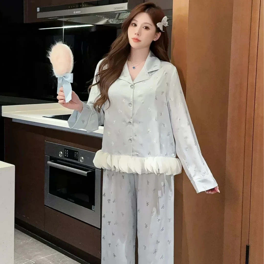 VINEEMAN【蝶梦云境】春夏款蝴蝶睡衣套装简约风家居服女纯欲甜美
