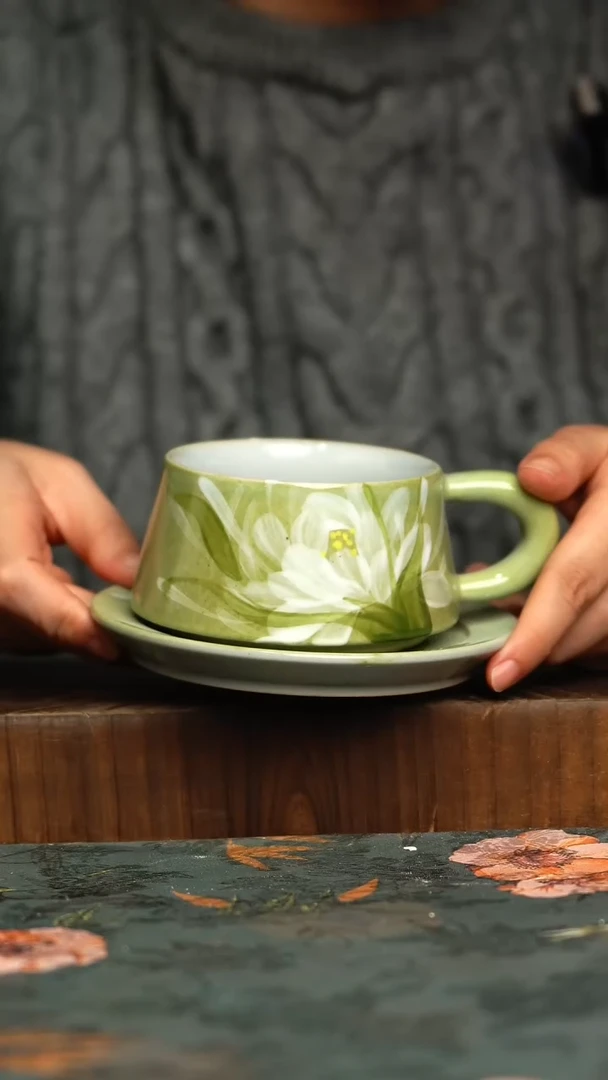 杯釉下彩手工手绘同款陶器