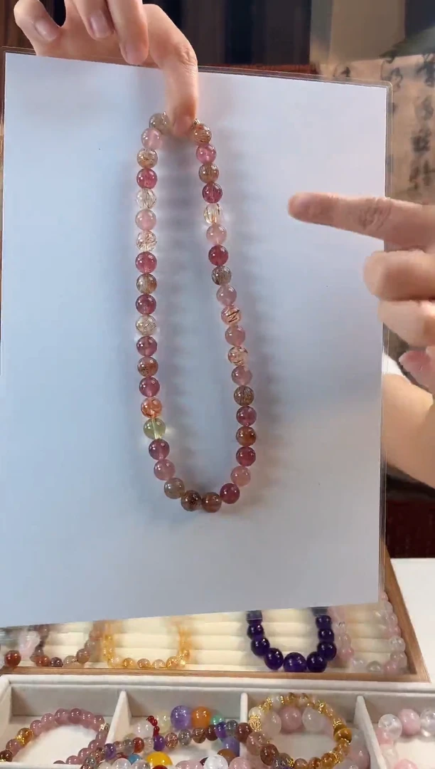 颈饰未镶嵌水晶 雪姐草莓晶黑金超七项链