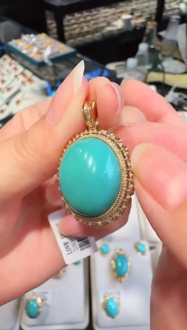 18K金镶嵌绿松石吊坠006