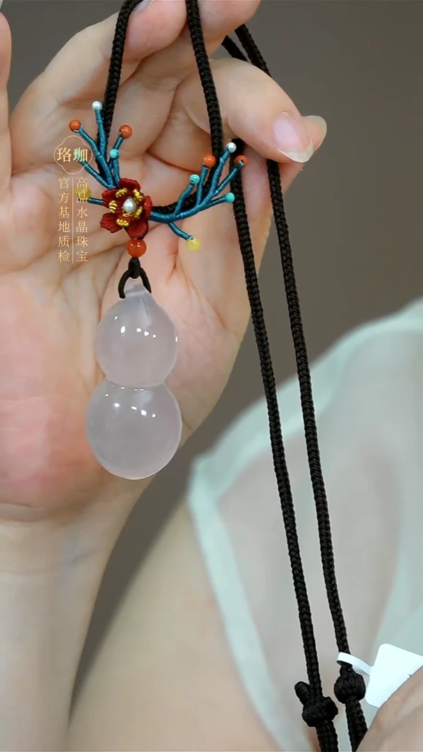 未镶嵌颈饰水晶粉晶葫芦手工绳项链