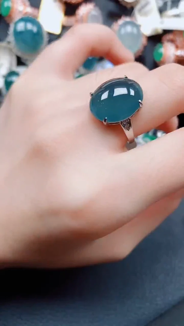 银S925镶嵌戒指翡翠翡翠