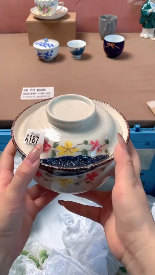 瓷片白色花泡面碗187