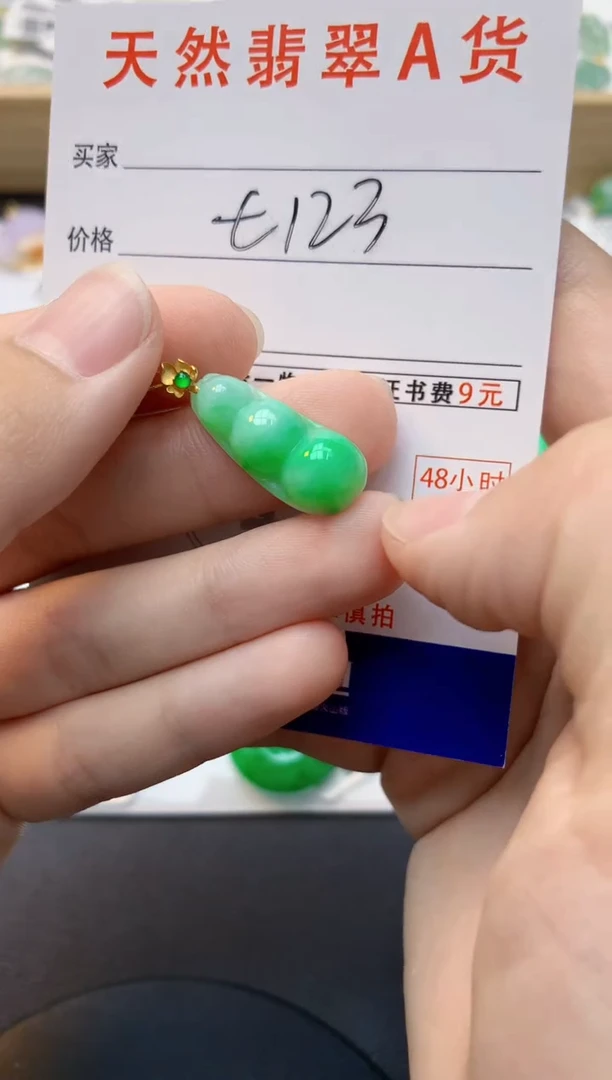 颈饰18K金镶嵌翡翠天然缅甸A货翡翠百元以上9元证书费自理