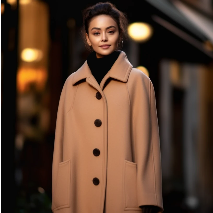 2219【娃娃领】经典澳毛大衣女士中长款年轻气质羊毛大衣秋冬外套