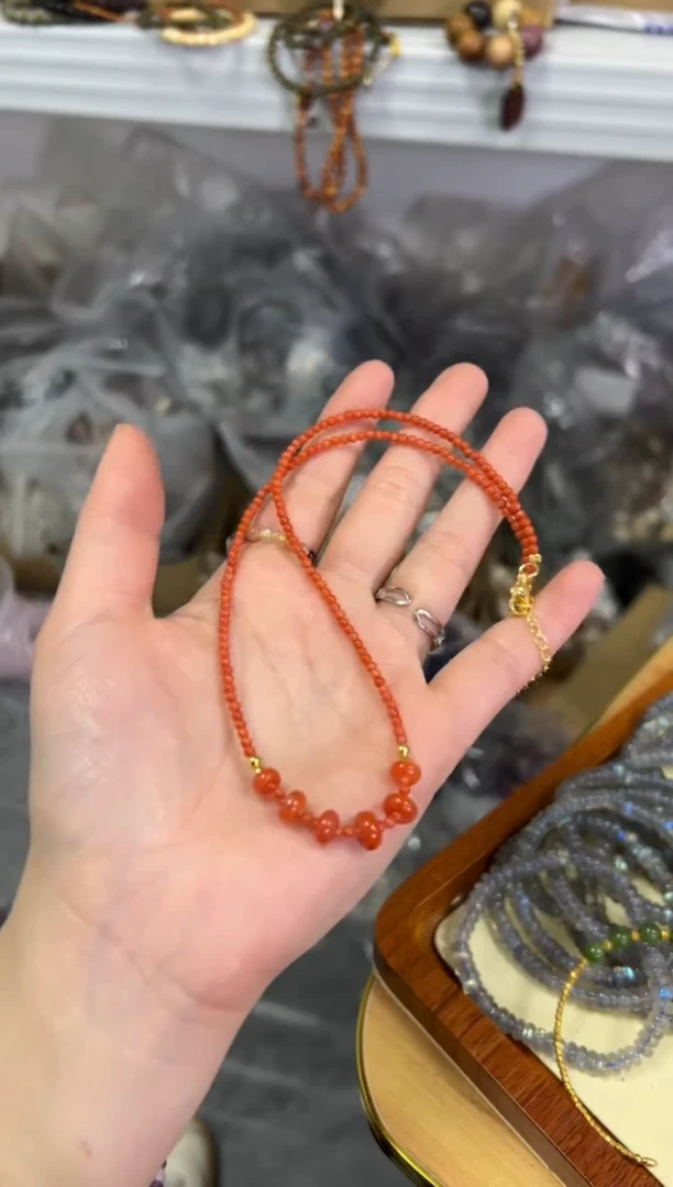 【闪购商品】南红玛瑙颈饰未镶嵌南红玛瑙小米珠项链[3795]