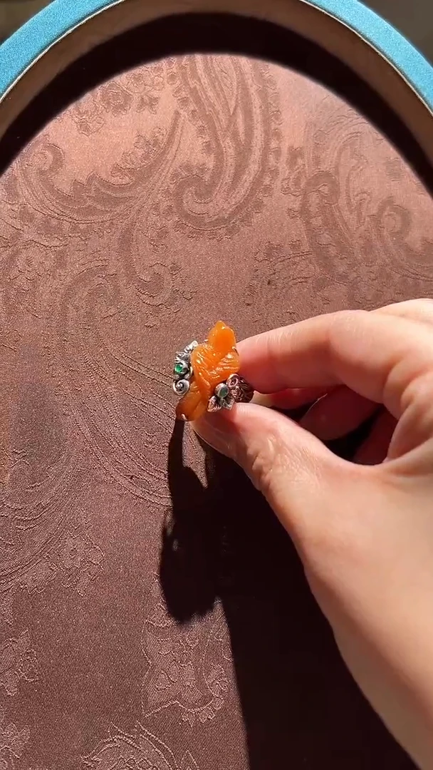 【闪购商品】翡翠戒指银S925镶嵌红翡绿翠 25号